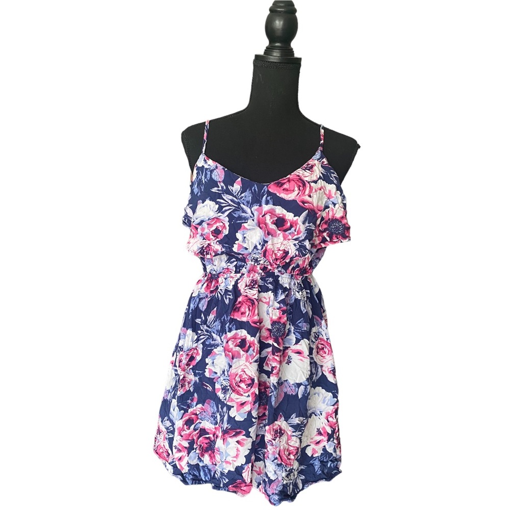 Coquette Comfortable Spring Summer Beach Smocked Floral Cinched Waist Tank Dress